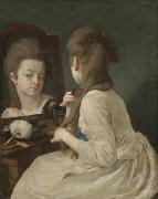 Young lady at her toilet combing her hair Johann anton ramboux